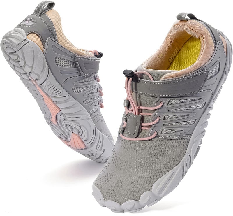 WHITIN Women's Minimalist Barefoot Trail Running Shoes | Wide Toe Box Size 10.5-11 Grey/Pink 42 - Image 1
